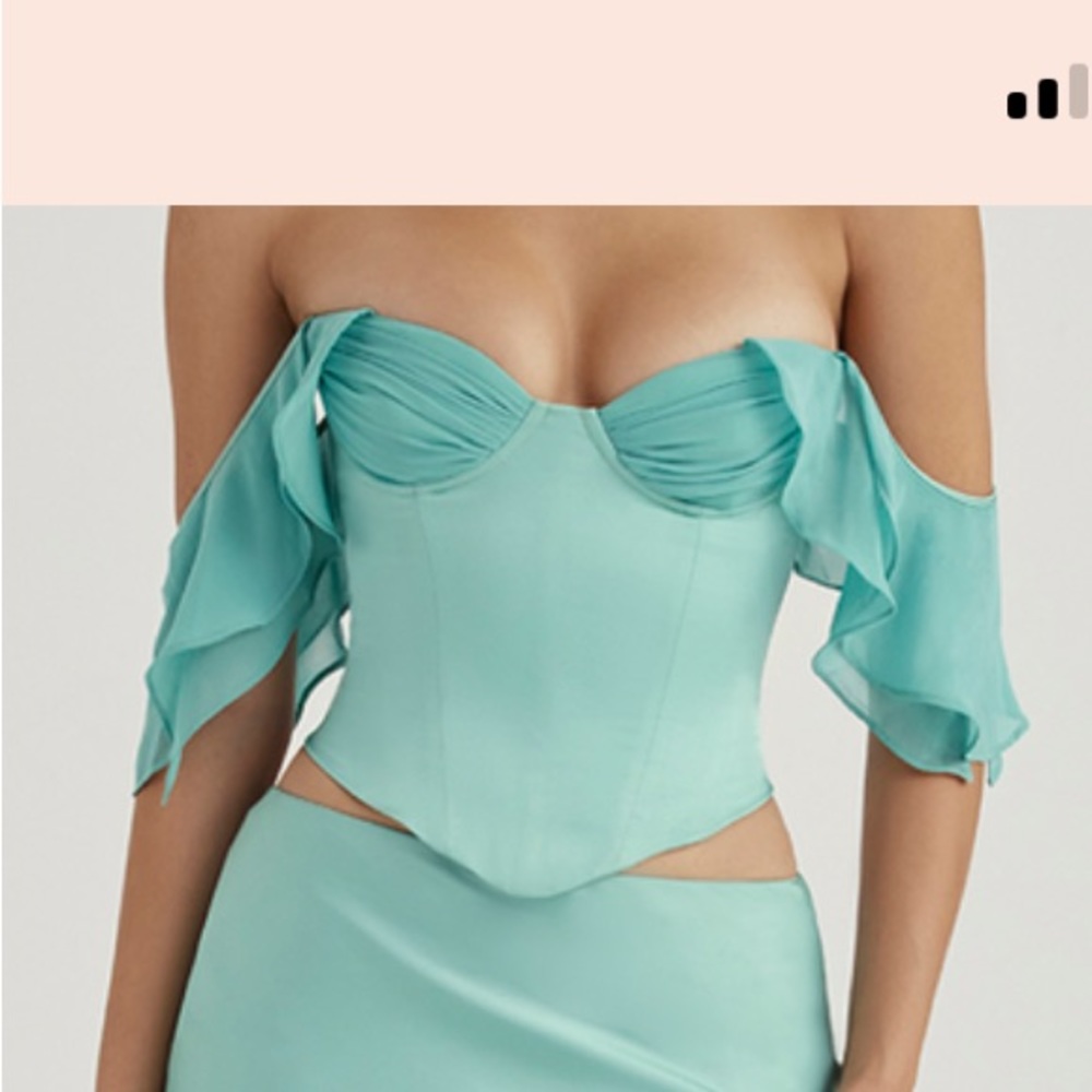 HOUSE OF CB 'Isabella' Jade Ruffle Sleeve Corset